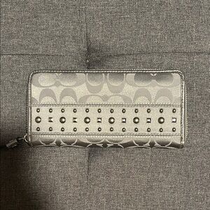 Coach Gray Studded Wallet
